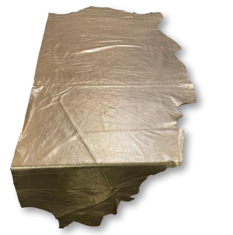 Copper Metallic Natural Grain Chrome-Tanned Cowhide – Metallic Foil Finish, 1.1–1.3 mm (3 oz), ~20 Sq Ft