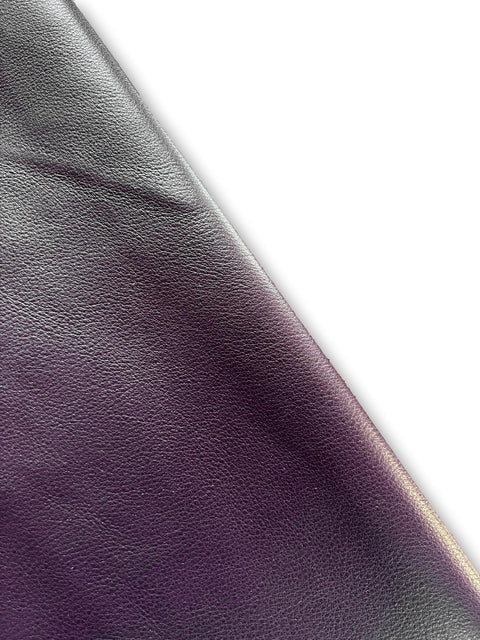 Grape Natural Grain Chrome-Tanned Cowhide – Deer-Tanned Process, Full Aniline Finish, 1.1–1.3 mm (3 oz), ~20 Sq Ft