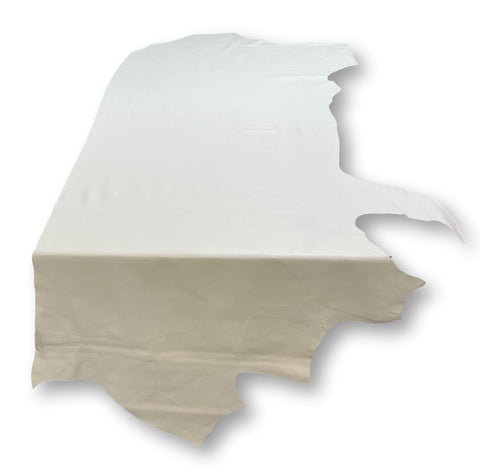 White Natural Grain Chrome-Tanned Cowhide – Deer-Tanned Process, Full Aniline Finish, 1.1–1.3 mm (3 oz), ~20 Sq Ft (Also Available in 10 Sq Ft)