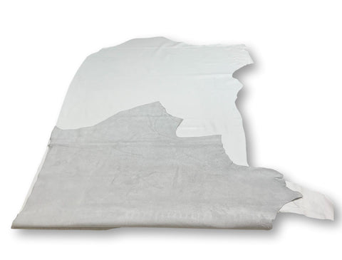 White Natural Grain Chrome-Tanned Cowhide – Deer-Tanned Process, Full Aniline Finish, 1.1–1.3 mm (3 oz), ~20 Sq Ft (Also Available in 10 Sq Ft)