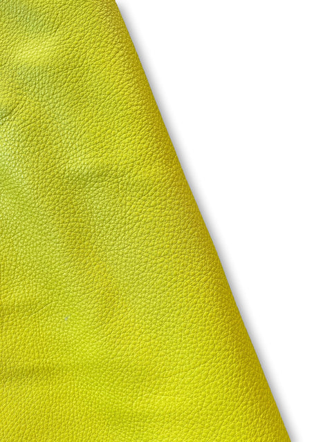 Lemon Yellow Natural Grain Chrome-Tanned Cowhide – Deer-Tanned Process, Full Aniline Finish, 1.1–1.3 mm (3 oz), ~20 Sq Ft