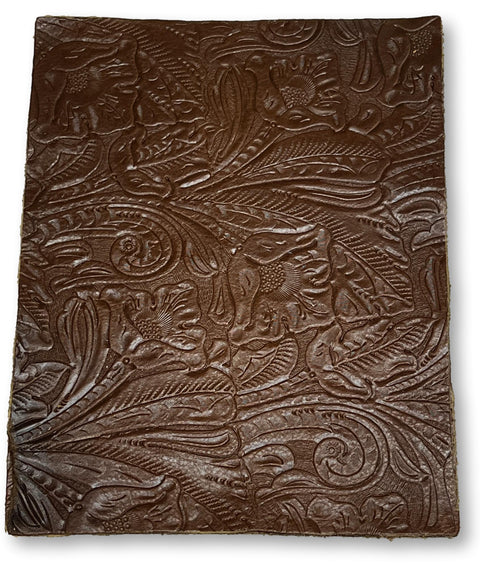 Luggage Large Floral Embossed Cowhide Leather: 8.5" x 11" Pre-Cut Leather Pieces
