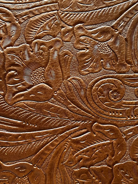 Luggage Large Floral Embossed Cowhide Leather: 8.5" x 11" Pre-Cut Leather Pieces