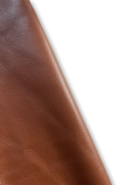 Brandy Natural Grain Chrome-Tanned Cowhide – Deer-Tanned Process, Full Aniline Finish, 1.1–1.3 mm (3 oz), ~20 Sq Ft