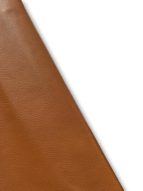 Cognac Natural Grain Chrome-Tanned Cowhide – Deer-Tanned Process, Full Aniline Finish, 1.1–1.3 mm (3 oz), ~20 Sq Ft (Also Available in 10 Sq Ft)