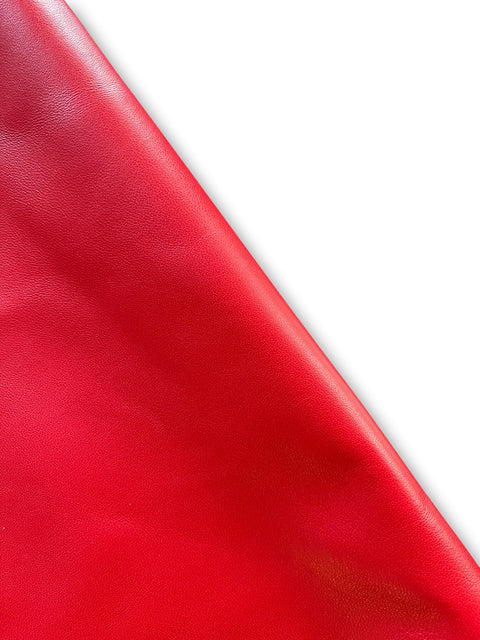Red Italian Nappa Lambskin – Chrome-Tanned, Semi-Aniline Finish, 0.8–0.9 mm (2 oz), ~7 - 10 Sq Ft