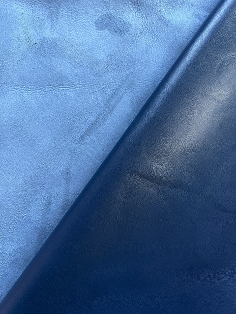 Navy Italian Nappa Lambskin – Chrome-Tanned, Semi-Aniline Finish, 0.8–0.9 mm (2 oz), ~7 - 10 Sq Ft