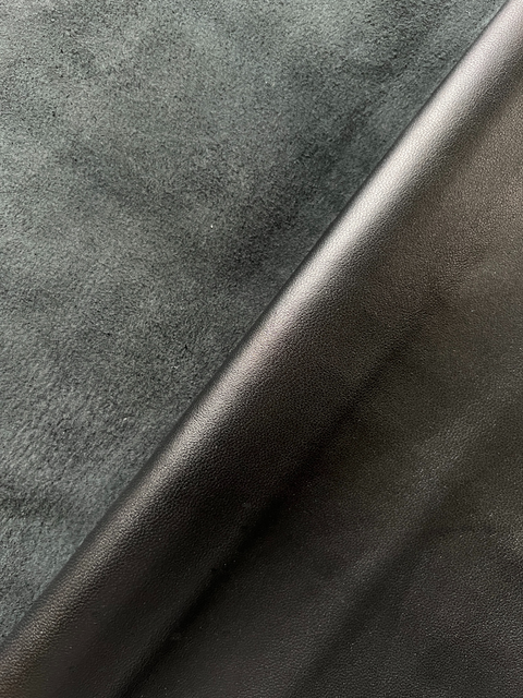 Black Italian Nappa Lambskin – Chrome-Tanned, Semi-Aniline Finish, 0.8–0.9 mm (2 oz), ~7 - 10 Sq Ft
