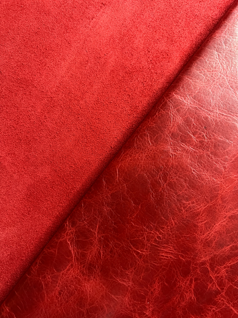 Red Pull Up Cowhide – Semi Veg-Tanned, Top Grain, Wax/Oil Finish, 1.1–1.3 mm (3 oz), ~20 Sq Ft