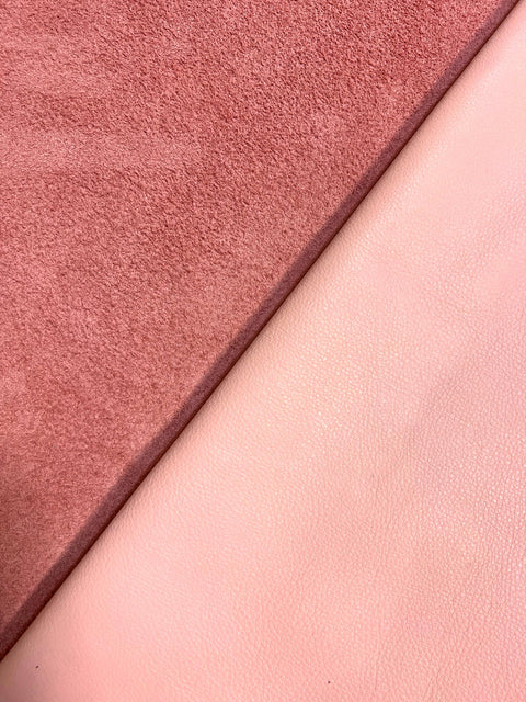 Pink Natural Grain Chrome-Tanned Cowhide – Deer-Tanned Process, Full Aniline Finish, 1.1–1.3 mm (3 oz), ~20 Sq Ft