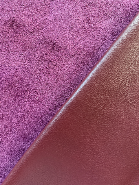 Burgundy Natural Grain Chrome-Tanned Cowhide – Deer-Tanned Process, Full Aniline Finish, 1.1–1.3 mm (3 oz), ~20 Sq Ft