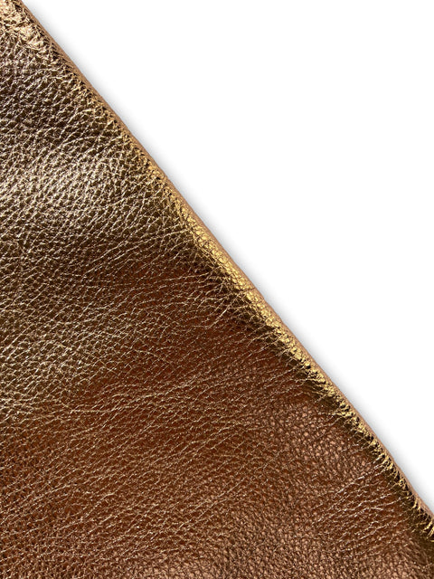 Rose Metallic Natural Grain Chrome-Tanned Cowhide – Metallic Foil Finish, 1.1–1.3 mm (3 oz), ~20 Sq Ft