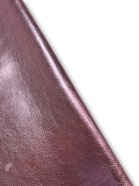 Pink Metallic Natural Grain Chrome-Tanned Cowhide – Metallic Foil Finish, 1.1–1.3 mm (3 oz), ~20 Sq Ft