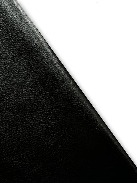 Black Natural Grain Chrome-Tanned Cowhide – Deer-Tanned Process, Full Aniline Finish, 1.1–1.3 mm (3 oz), ~20 Sq Ft (Also Available in 10 Sq Ft)