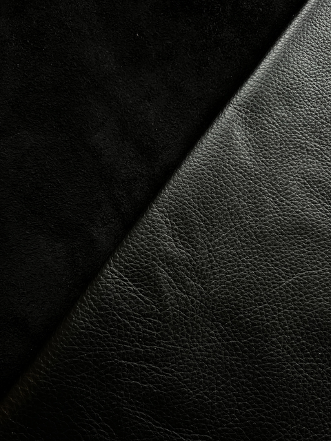 Black Natural Grain Chrome-Tanned Cowhide – Deer-Tanned Process, Full Aniline Finish, 1.1–1.3 mm (3 oz), ~20 Sq Ft (Also Available in 10 Sq Ft)