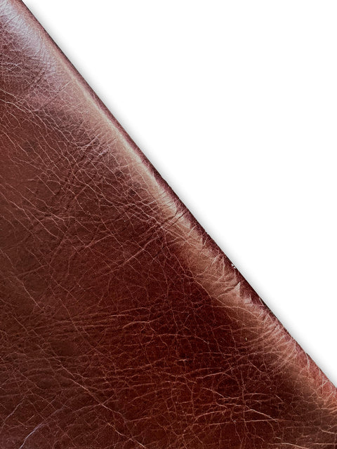 Bourbon Pull Up Cowhide – Semi Veg-Tanned, Top Grain, Wax/Oil Finish, 1.1–1.3 mm (3 oz), ~20 Sq Ft