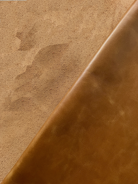 Tan Pull Up Cowhide – Semi Veg-Tanned, Top Grain, Wax/Oil Finish, 1.1–1.3 mm (3 oz), ~20 Sq Ft