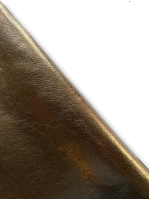 Pewter Metallic Natural Grain Chrome-Tanned Cowhide – Metallic Foil Finish, 1.1–1.3 mm (3 oz), ~20 Sq Ft