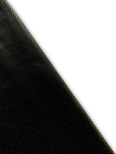 Black Perforated Natural Grain Chrome-Tanned Cowhide – Deer-Tanned Process, Full Aniline Finish, 1.1–1.3 mm (3 oz), ~20 Sq Ft