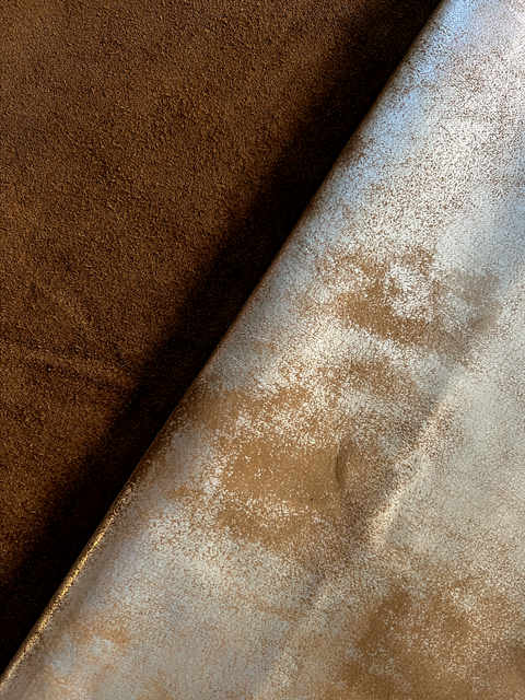 Luggage/Gold Distressed Metallic Nubuck Cowhide