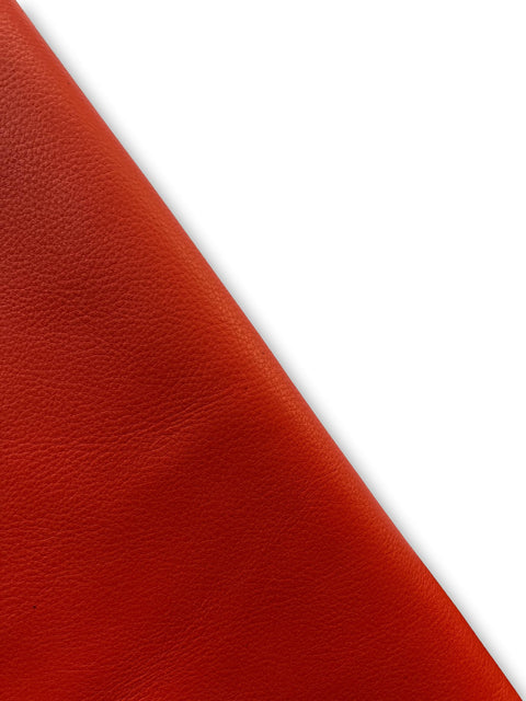 Orange Natural Grain Chrome-Tanned Cowhide – Deer-Tanned Process, Full Aniline Finish, 1.1–1.3 mm (3 oz), ~20 Sq Ft