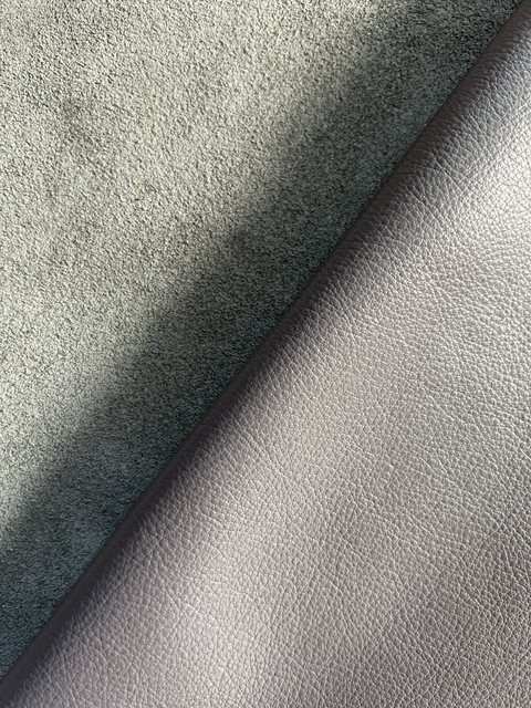 Grey Natural Grain Chrome-Tanned Cowhide – Deer-Tanned Process, Full Aniline Finish, 1.1–1.3 mm (3 oz), ~20 Sq Ft