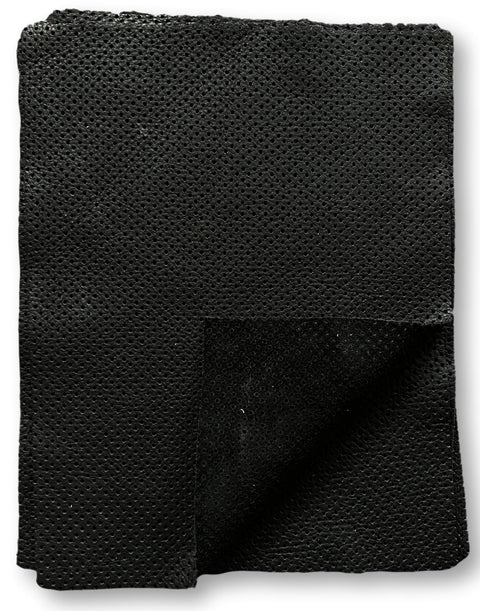 Black Perforated Cowhide Leather: 8.5'' x 11'' Pre-Cut Pieces