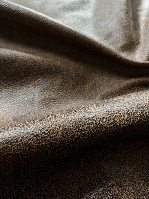 French Distressed Cow Leather Whole Hide - Automotive and Furniture Upholstery Leather