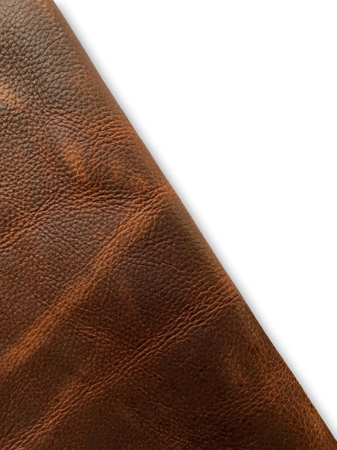 British Tan Oiled Pull Up Cowhide – Distressed Wax/Oil Finish, 1.6–1.8 mm (4–5 oz), ~25 Sq Ft