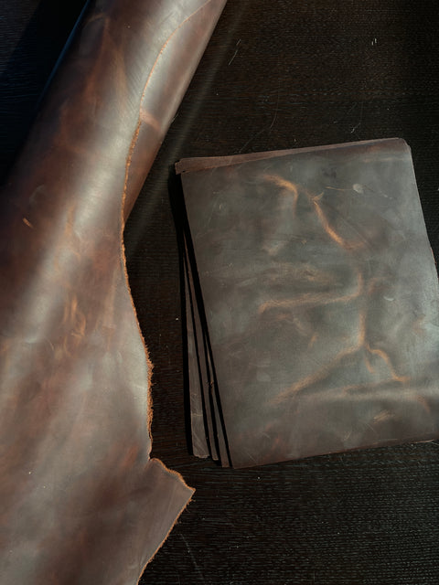 Mocha Brown Crazy Horse Cowhide Leather: 8.5" x 11" Pre Cut Pieces