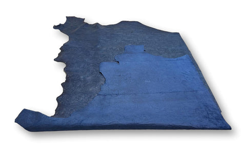 Royal Blue Large Floral Embossed Cowhide