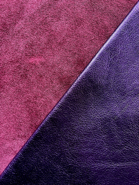 Purple Metallic Natural Grain Chrome-Tanned Cowhide – Metallic Foil Finish, 1.1–1.3 mm (3 oz), ~20 Sq Ft
