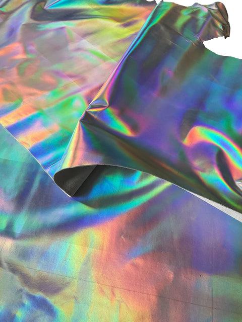 Silver Iridescent Metallic Cowhide