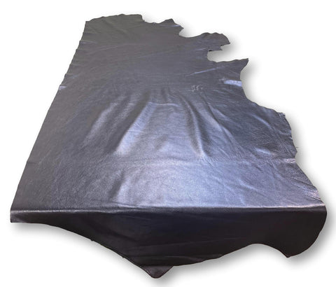 Navy Metallic Natural Grain Chrome-Tanned Cowhide – Metallic Foil Finish, 1.1–1.3 mm (3 oz), ~20 Sq Ft
