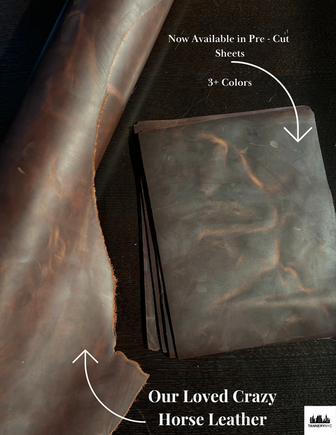Mocha Brown Crazy Horse Cowhide Leather: 8.5" x 11" Pre Cut Pieces