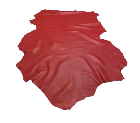 Red Italian Nappa Lambskin – Chrome-Tanned, Semi-Aniline Finish, 0.8–0.9 mm (2 oz), ~7 - 10 Sq Ft