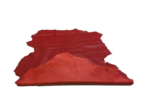 Red Italian Nappa Lambskin – Chrome-Tanned, Semi-Aniline Finish, 0.8–0.9 mm (2 oz), ~7 - 10 Sq Ft