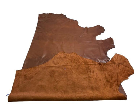 Brandy Distressed Natural Grain Cowhide – Full Grain, Saddle-Tanned Style, Wax Finish, 1.1–1.3 mm (3 oz), ~20 Sq Ft