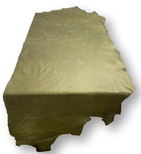 Olive Pull Up Cowhide – Semi Veg-Tanned, Top Grain, Wax/Oil Finish, 1.1–1.3 mm (3 oz), ~20 Sq Ft