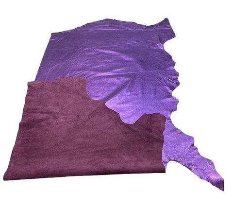 Purple Metallic Natural Grain Chrome-Tanned Cowhide – Metallic Foil Finish, 1.1–1.3 mm (3 oz), ~20 Sq Ft