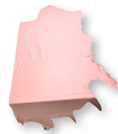 Pink Natural Grain Chrome-Tanned Cowhide – Deer-Tanned Process, Full Aniline Finish, 1.1–1.3 mm (3 oz), ~20 Sq Ft