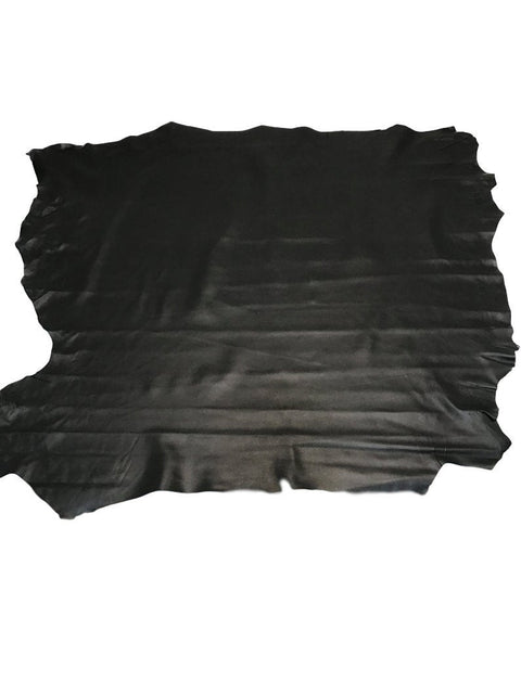 Black Italian Nappa Lambskin – Chrome-Tanned, Semi-Aniline Finish, 0.8–0.9 mm (2 oz), ~7 - 10 Sq Ft