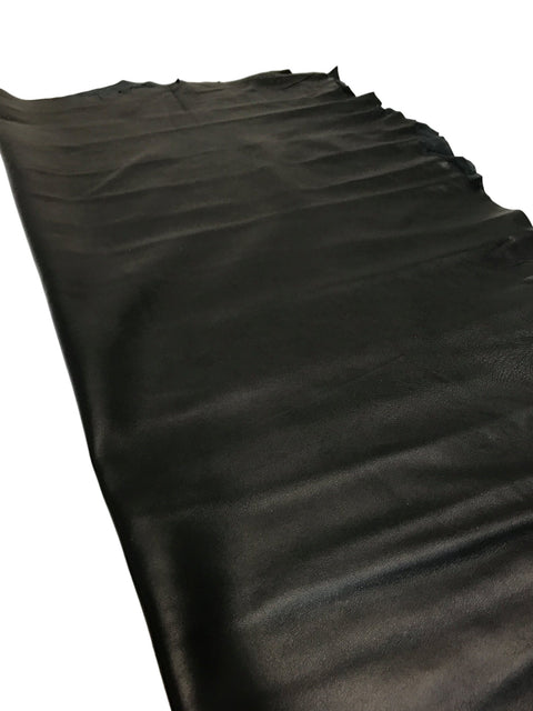 Black Italian Nappa Lambskin – Chrome-Tanned, Semi-Aniline Finish, 0.8–0.9 mm (2 oz), ~7 - 10 Sq Ft