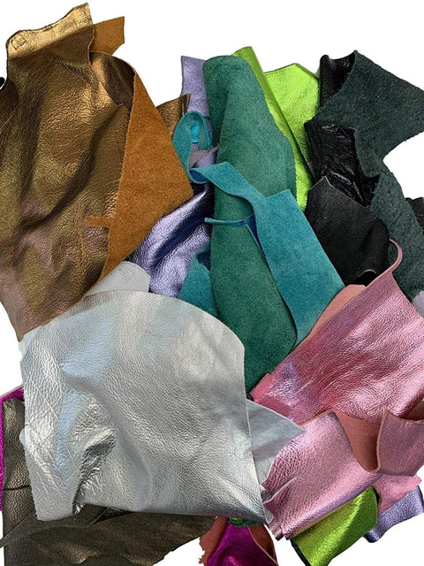 Metallic Leather Scraps and Remnants: Sold by Pound