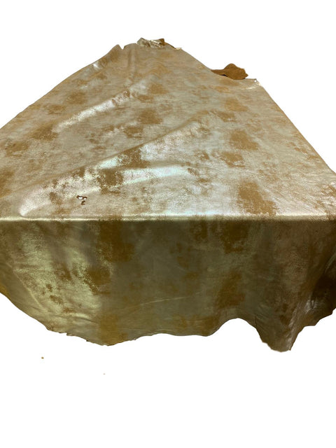 Luggage/Gold Distressed Metallic Nubuck Cowhide