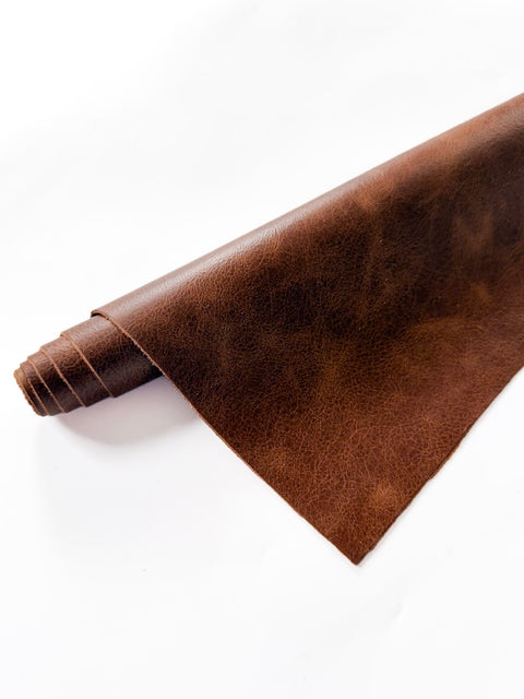 Luggage Distressed Cowhide – Chrome-Tanned, Waxed Protective Finish, Top Grain, 1.0–1.2 mm (~3 oz), Pre-Cut Leather Sheets (12" × 24")