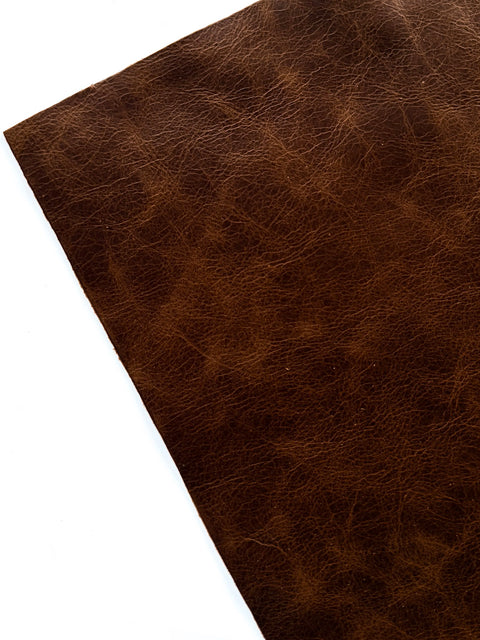 Luggage Distressed Cowhide – Chrome-Tanned, Waxed Protective Finish, Top Grain, 1.0–1.2 mm (~3 oz), Pre-Cut Leather Sheets (12" × 24")