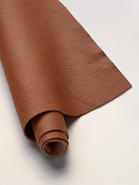 Cognac Classic Cowhide – Chrome-Tanned, Full Aniline Finish, Top Grain, 1.0–1.2 mm (~3 oz), Pre-Cut Leather Sheets (12" × 24")