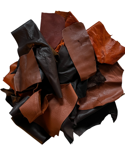 Brown Full Grain Leather Scraps and Remnants: Sold by pound