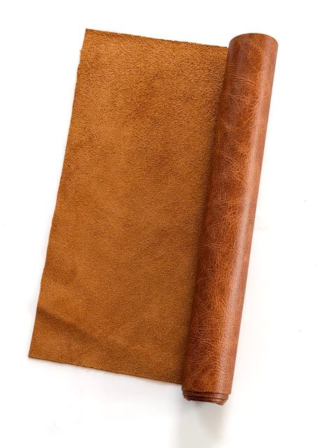 Tan Distressed Cowhide – Chrome-Tanned, Waxed Protective Finish, Top Grain, 1.0–1.2 mm (~3 oz), Pre-Cut Leather Sheets (12" × 24")